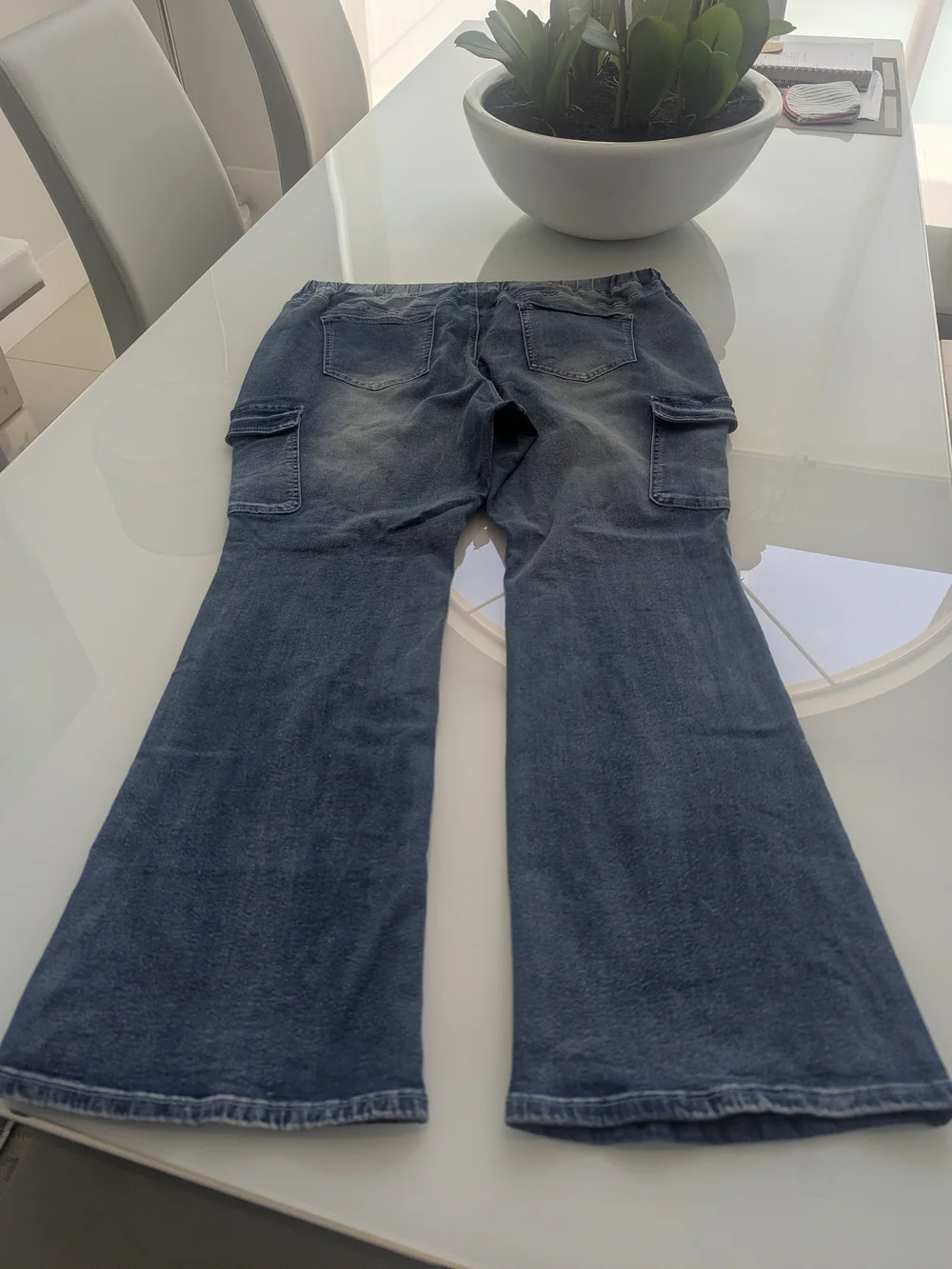 Women’s Blue Cargo Flare Jeans